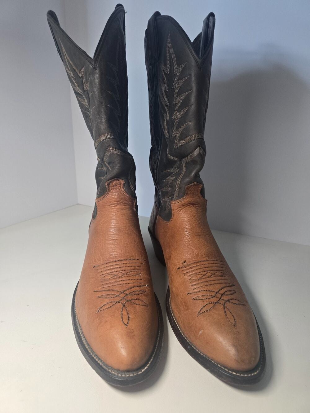 Justin 2 Tone Brown/Black Western Cowboy Boots #M7995 Size 11D Men